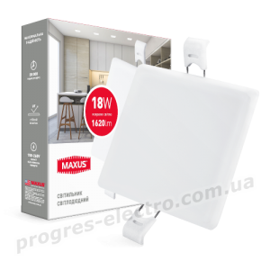 Світлодіодний світильник MAXUS SP edge 18W, 4100К (квадрат)