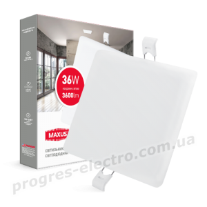 Світлодіодний світильник MAXUS SP edge 36W, 4100К (квадрат)