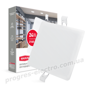 Світлодіодний світильник MAXUS SP edge 24W, 4100К (квадрат)