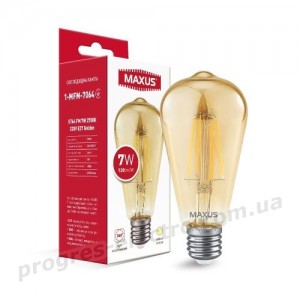 Лампа світлодіодна філаментна MAXUS ST64 FM 7W 2700K 220V E27 золото