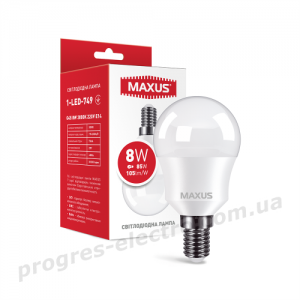 Лампа світлодіодна MAXUS 1-LED-749 G45 8W 3000K 220V E14