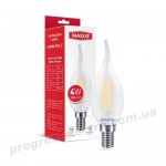 Лампа світлодіодна філаментна MAXUS C37 FM-T 4W 4100K 220V E14 матова