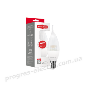 Лампа світлодіодна MAXUS C37 CL-T 4W тепле світло E14 (1-LED-5315)
