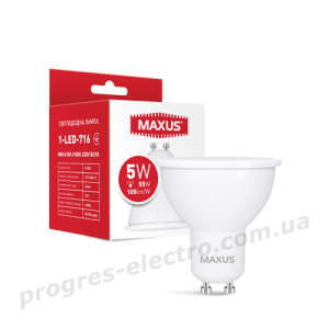 Лампа світлодіодна MAXUS 1-LED-716 MR16 5W 4100K 220V GU10