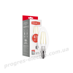Лампа світлодіодна філаментна MAXUS, C37, 4W, тепле світло, E14 (1-LED-537-01)