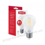 Лампа світлодіодна філаментна MAXUS A60 FM 8W 4100K 220V E27 матова