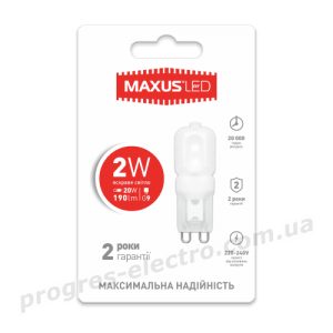 Лампа світлодіодна MAXUS G9 2W яскраве світло 220V (1-LED-202)