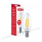 Лампа світлодіодна філаментна MAXUS C37 FM 7W 4100K 220V E14 прозора