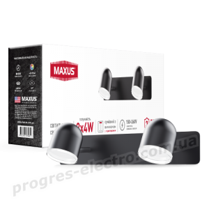 Спот світильник на 2 лампи MAXUS MSL-01W 2x4W 4100K чорний