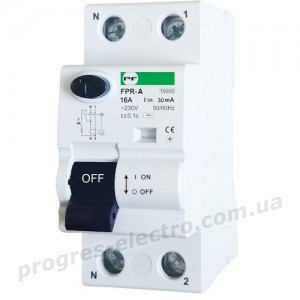 Реле захисного відключення FPR-A 2P 16A 30mA
