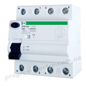 Реле захисного відключення FPR-AС 4P 16A 30mA