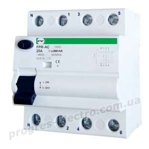 Реле захисного відключення FPR-AС 4P 25A 300mA