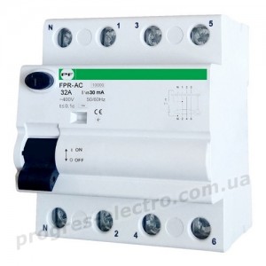Реле захисного відключення FPR-AС 4P 32A 30mA