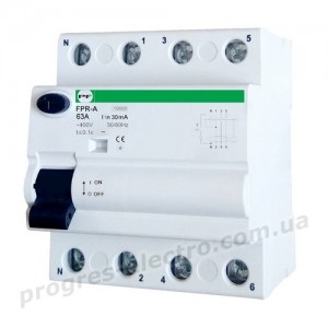 Реле захисного відключення FPR-A 4P 63A 30mA