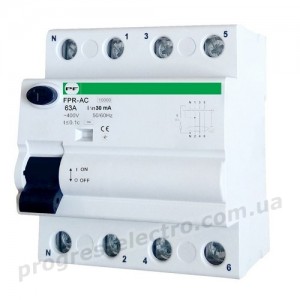 Реле захисного відключення FPR-AС 4P 63A 30mA