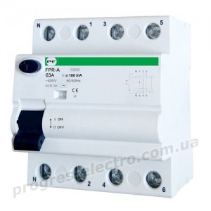 Реле захисного відключення FPR-A 4P 63A 100mA