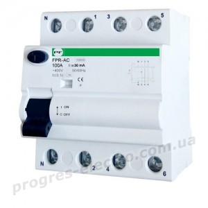Реле захисного відключення FPR-AС 4P 100A 30mA