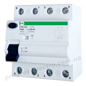 Реле захисного відключення FPR-AС 4P 100A 100mA