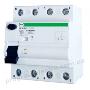 Реле захисного відключення FPR-AС 4P 100A 300mA