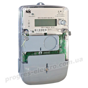 Електролічильник однофазний NIK 2104 AP2T.1802.MC.11 (5-60)А PLC-модуль, реле упр. навантаженням, магн. та радіо захист, багатотарифний