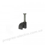 Скоба Ziplex для кабелю із цвяхом кругла d 6 чорна (100шт)