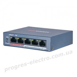 Комутатор DS-3E0105P-E/M(B) 4-портовий PoE
