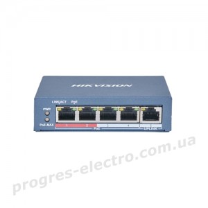 Комутатор DS-3E0105P-E(B) 4-портовий некерований PoE